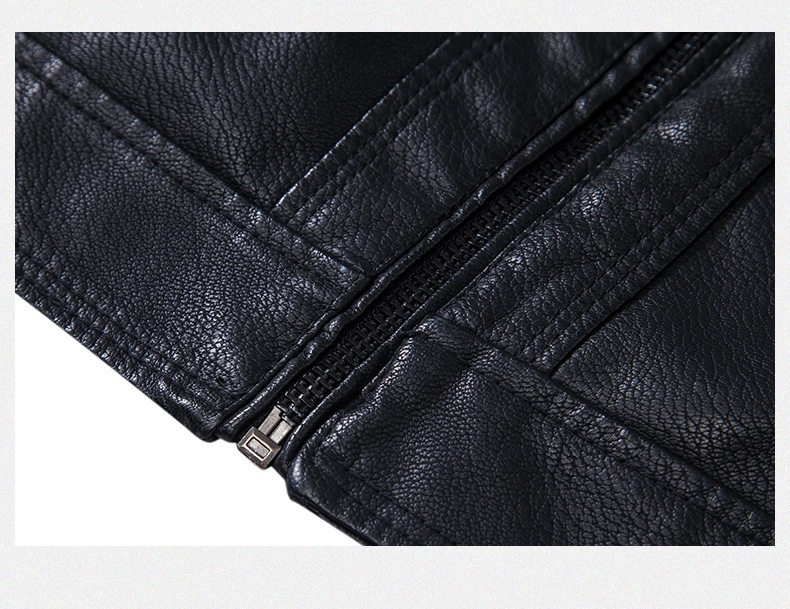 Men's PU Leather Biker Jacket | Stand Collar detail photo 5