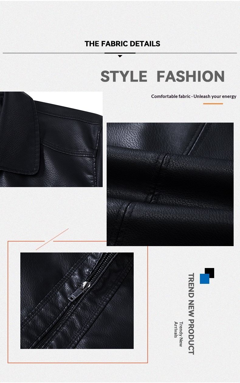Men's PU Leather Biker Jacket | Stand Collar detail photo 11