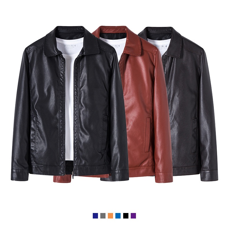 Men's PU Leather Biker Jacket | Stand Collar detail photo 13
