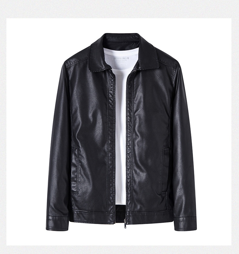 Men's PU Leather Biker Jacket | Stand Collar detail photo 9