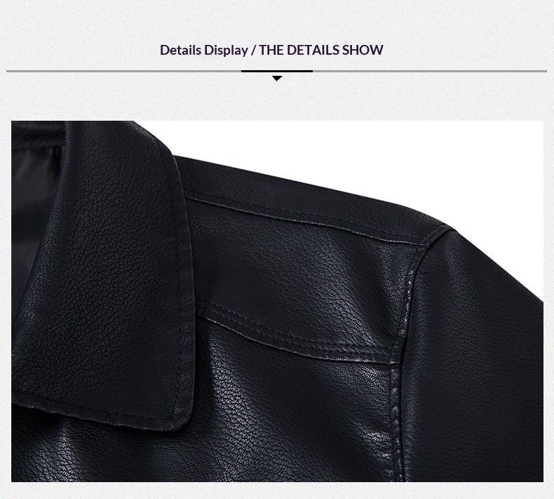 Men's PU Leather Biker Jacket | Stand Collar detail photo 10