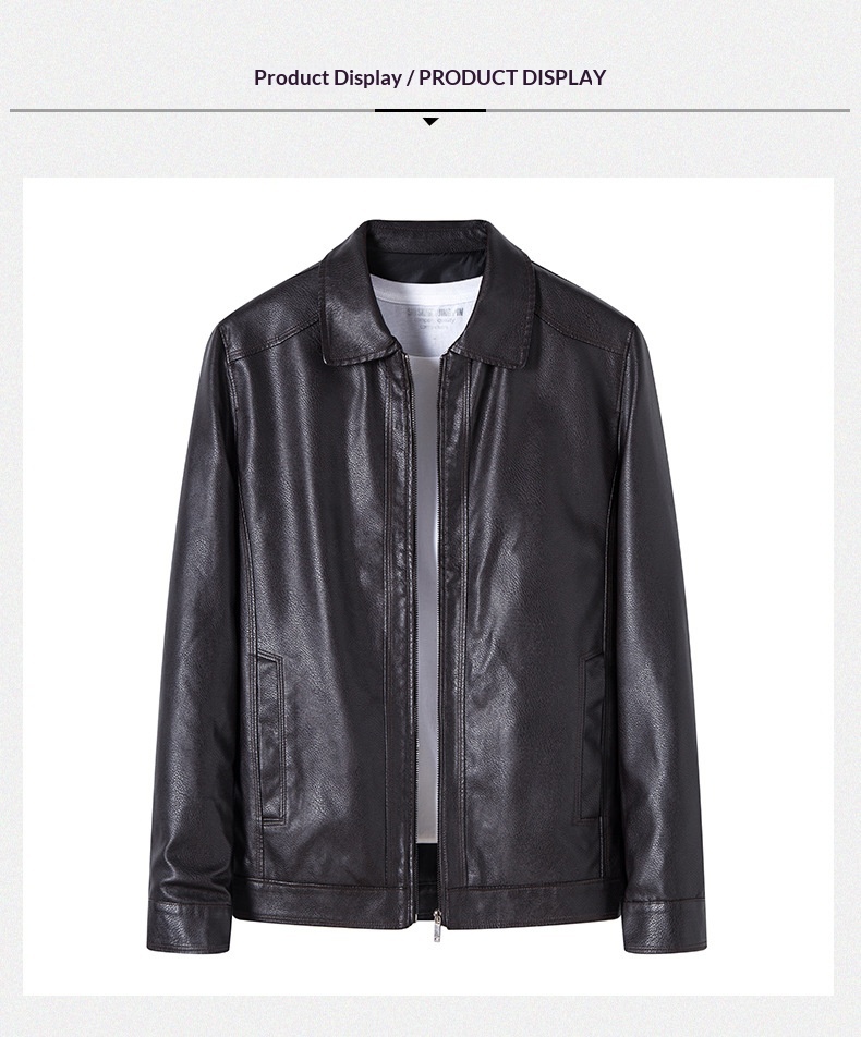 Men's PU Leather Biker Jacket | Stand Collar detail photo 14