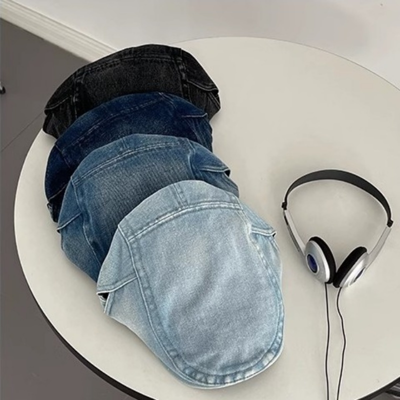 Japanese-style Retro Denim Trucker Cap, Large Head Size