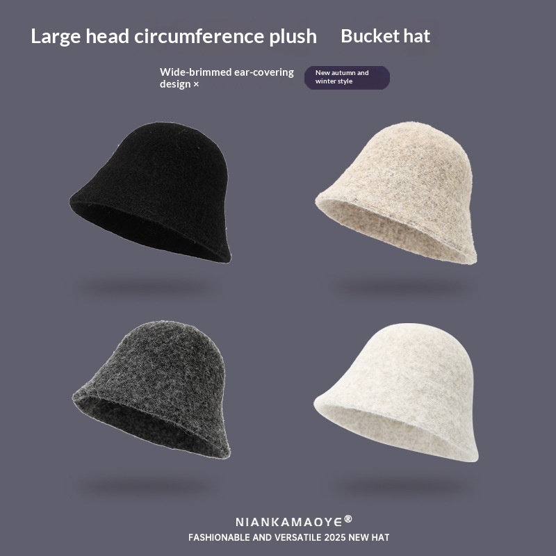 Winter Korean-style Face-slimming Lambswool Bucket Hat