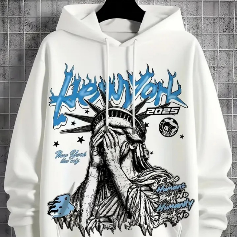Men's Statue Of Liberty Print Hoodie