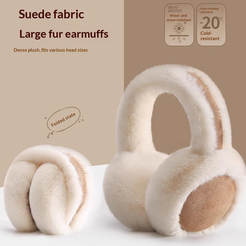 Velvet Ear Muffs Suede-lined Warm For Winter
