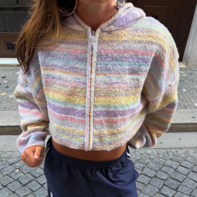 Women's Retro Zip-Up Sweater Cardigan Coat