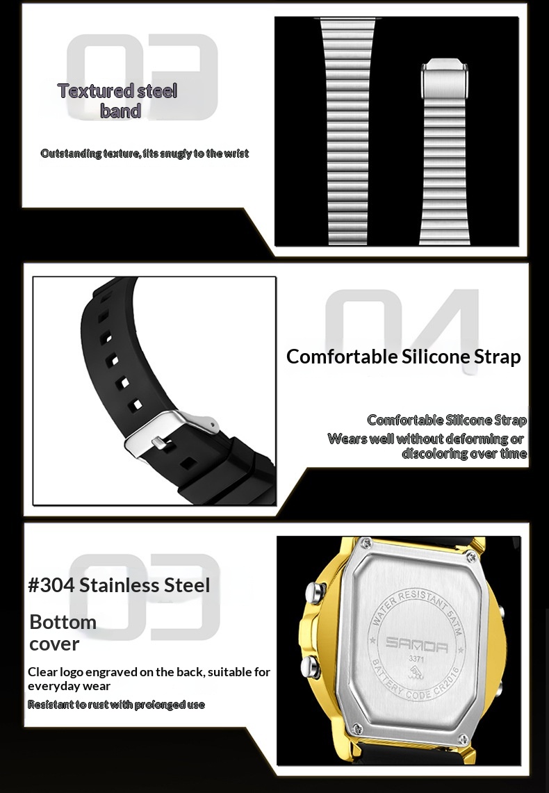 Sanda 3371 Analog Digital Sports watch for Men