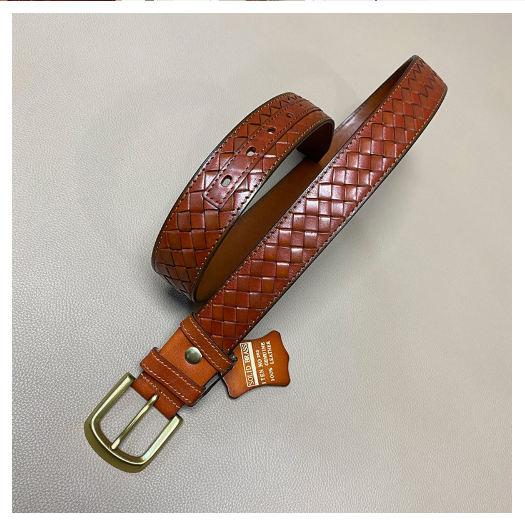 Curea din piele de vacă împletită din piele pentru bărbați Curea de talie din cupru pentru afaceri Accesorii casual
