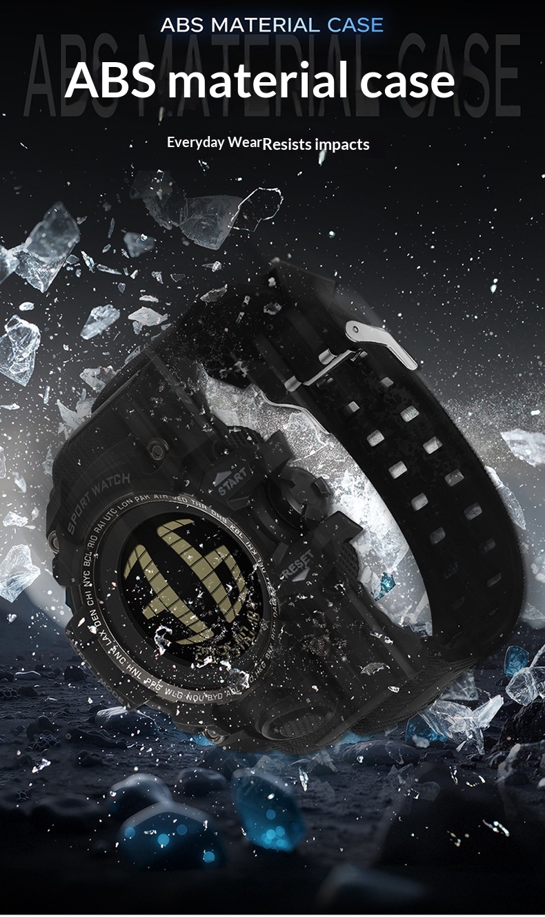 SANDA 2200 Waterproof Digital Sports Watch for Men motion detection light 56mm dial