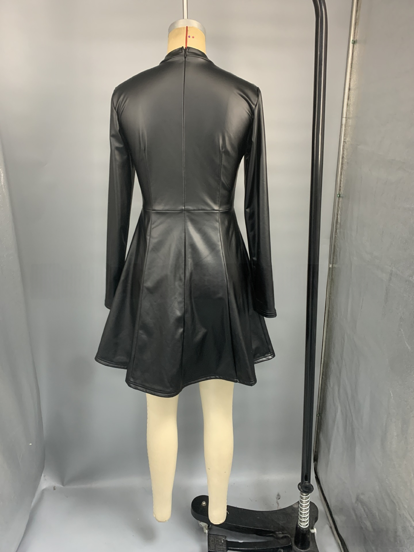 Long-sleeve leather-look mini dress supplier image 3