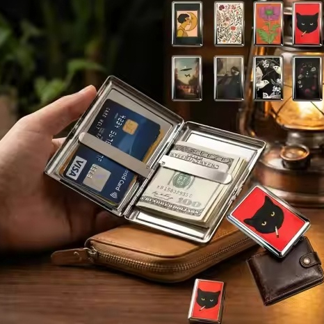 Suport multifuncțional pentru carduri și organizator de numerar în stil Art Deco vintage - portofel subțire cu design cu model pentru utilizare zilnică
