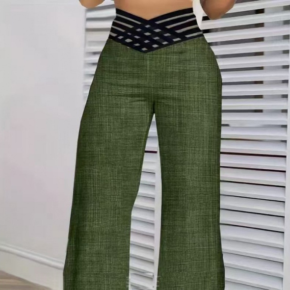 Hollow-out Belt High-waisted Casual Straight-leg Loose Wide-leg Pants