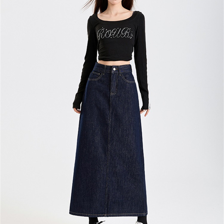 High Waist Denim Blue Denim Skirt For Women