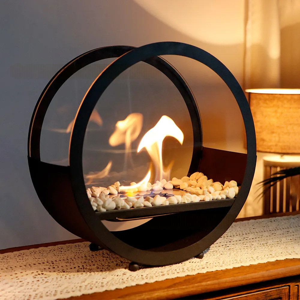 Șemineu portabil modern din etanol pentru masă, fără fum, pentru interior, cu șemineu decorativ pentru biroul de acasă, cu accesoriu central pentru birou