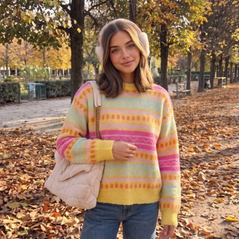 Women's Casual Crew-neck Pullover Sweater