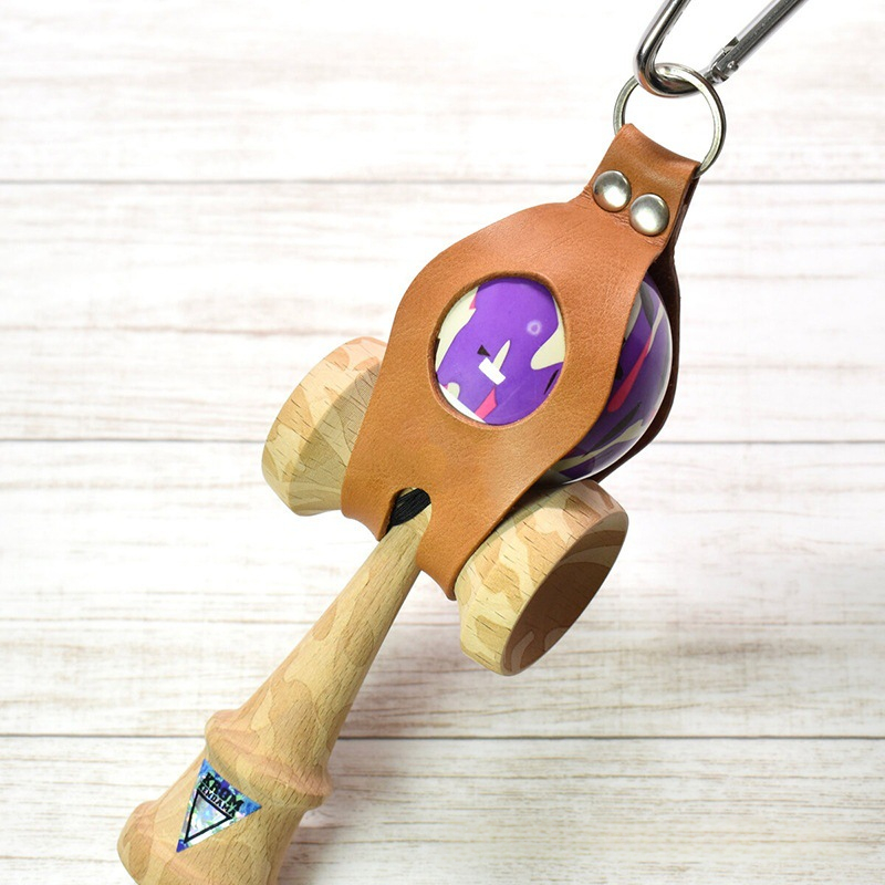 Husă Kendama din piele naturală - Suport portabil pentru breloc cu buclă pentru curea - Husă de protecție pentru jucărie cu minge și cupă japoneză