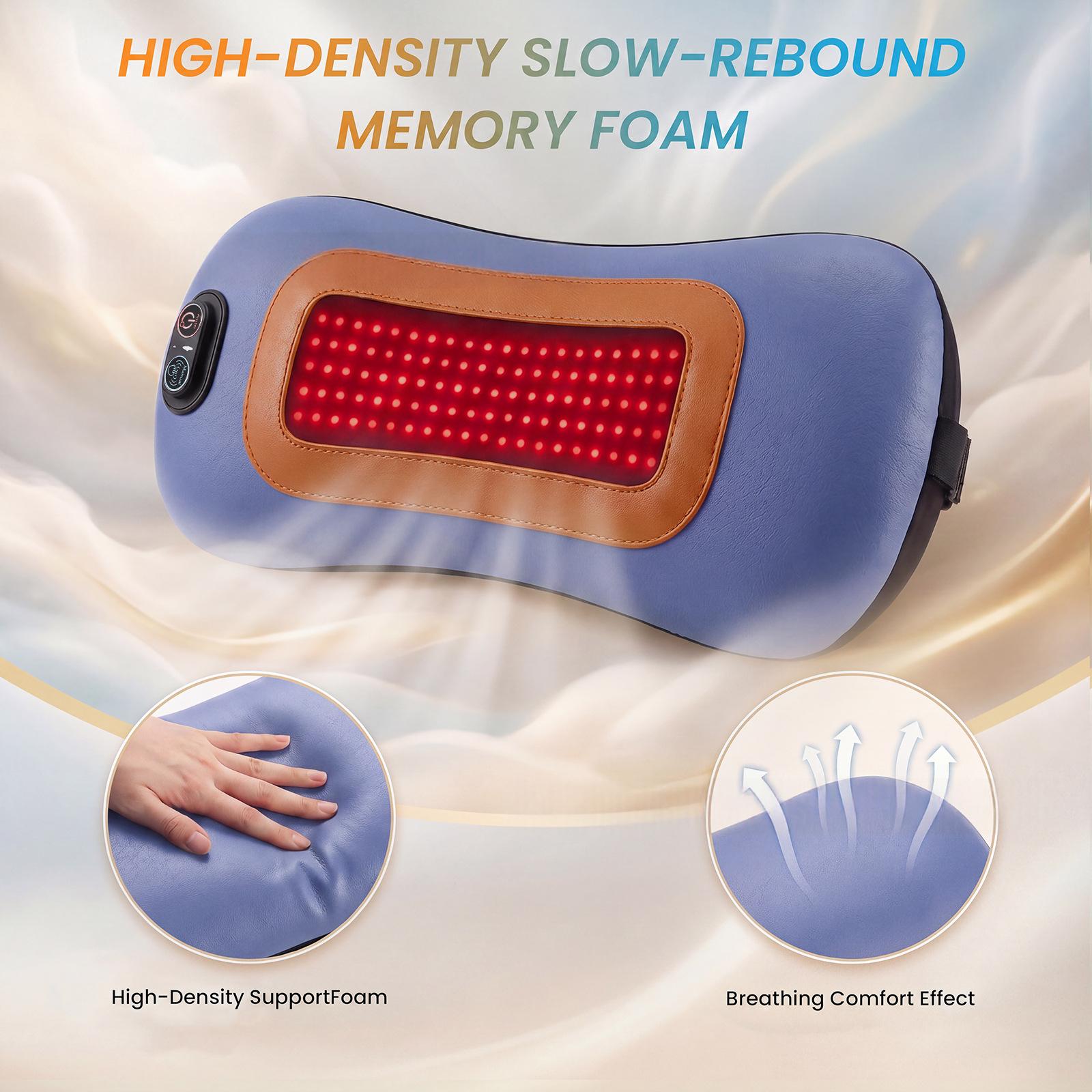 Lumină roșie Vibrații și încălzire Airbag Masaj Pernă lombară