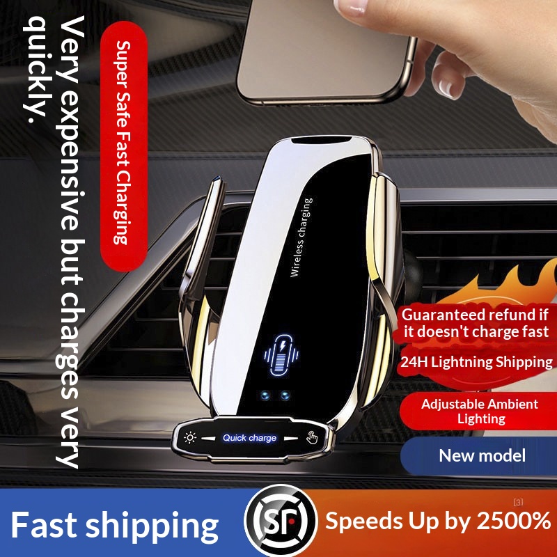 Car Wireless Charger With Navigation Holderautomotive Accessory Auto-sensing Phone Mount Super-fast Charging