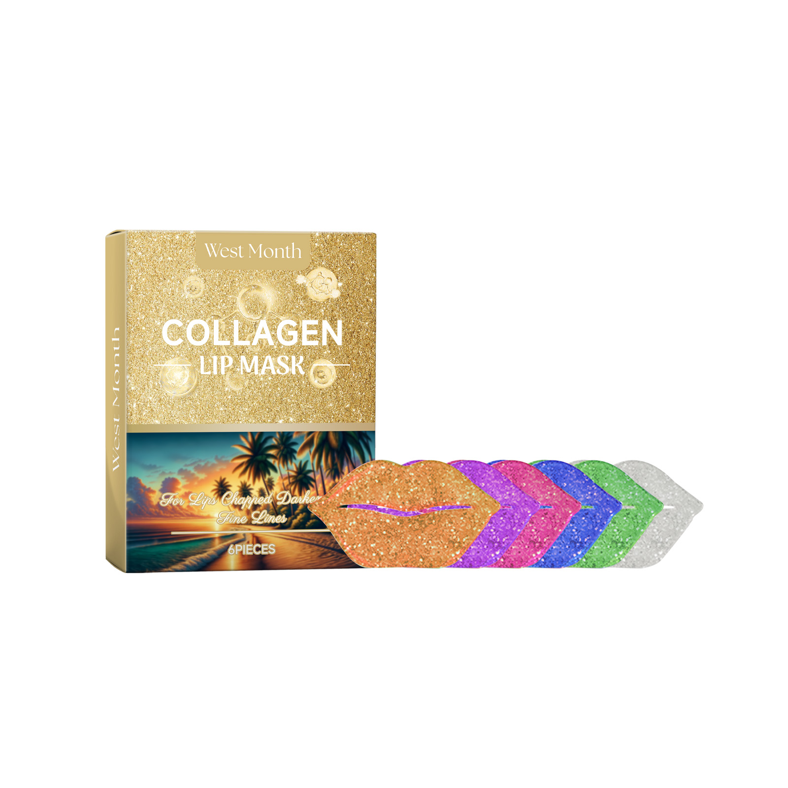 West&Month Collagen Lip Mask Repair Dry, Hydrating, Hydrating And Light Lip Line Lip Mask 6Pieces - Shop at LoveMi