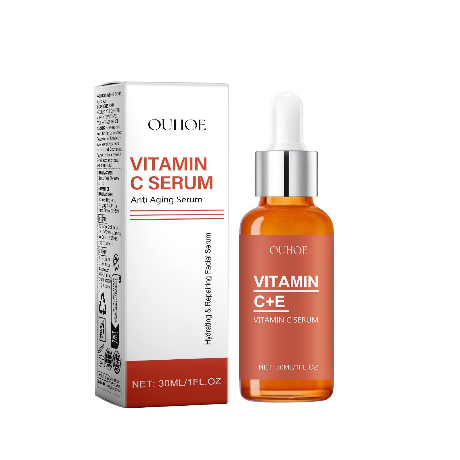 OUHOE Vitamin C Serum, Moist Tender Firming Skin Fade Out Fine Lines Anti Wrinkle Skin Cream 30Ml - Shop at LoveMi