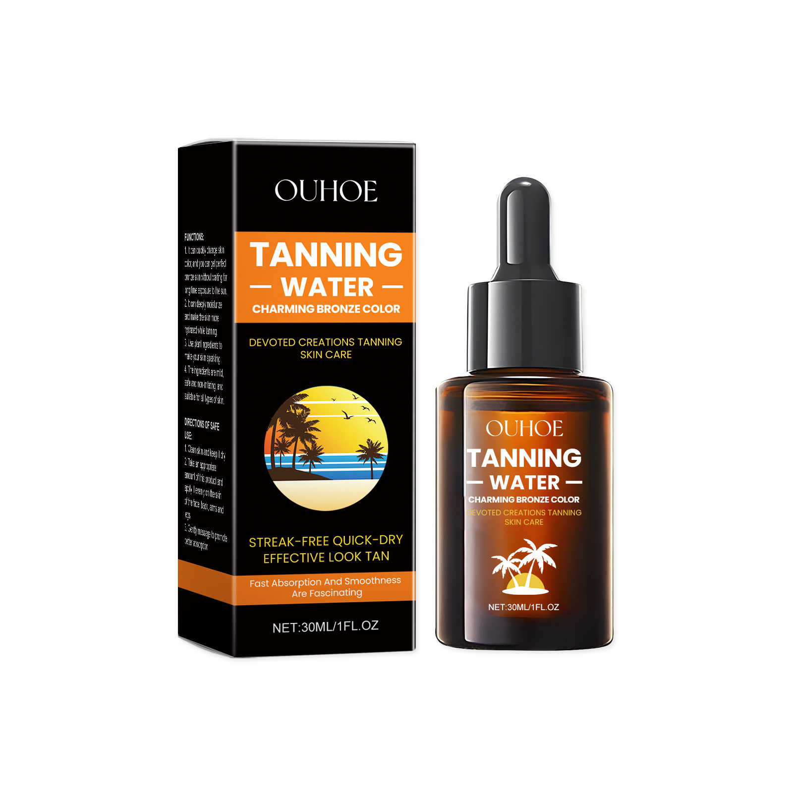 OUHOE Black Essence, Summer Outdoor Body Care Natural And Even Skin Tanning Moisturizing Essence 30Ml - Shop at LoveMi