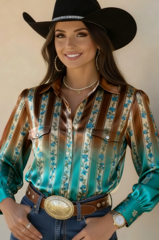 Retro Western-style Casual Printed Long-sleeved Shirt