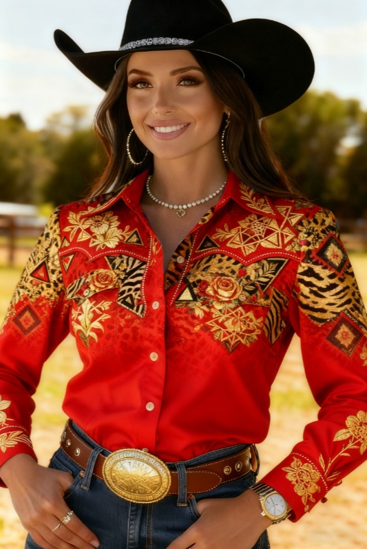 Retro Western-style Casual Printed Long-sleeved Shirt