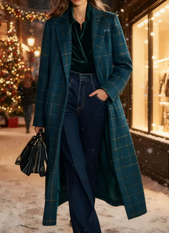 Plaid Casual Long Wool Coat 4Style - Shop at LoveMi