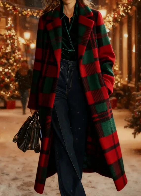Plaid Casual Long Wool Coat 3Style - Shop at LoveMi