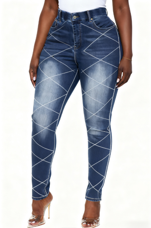Patchwork Frayed Casual High-waisted Slim-fit Ripped Jeans
